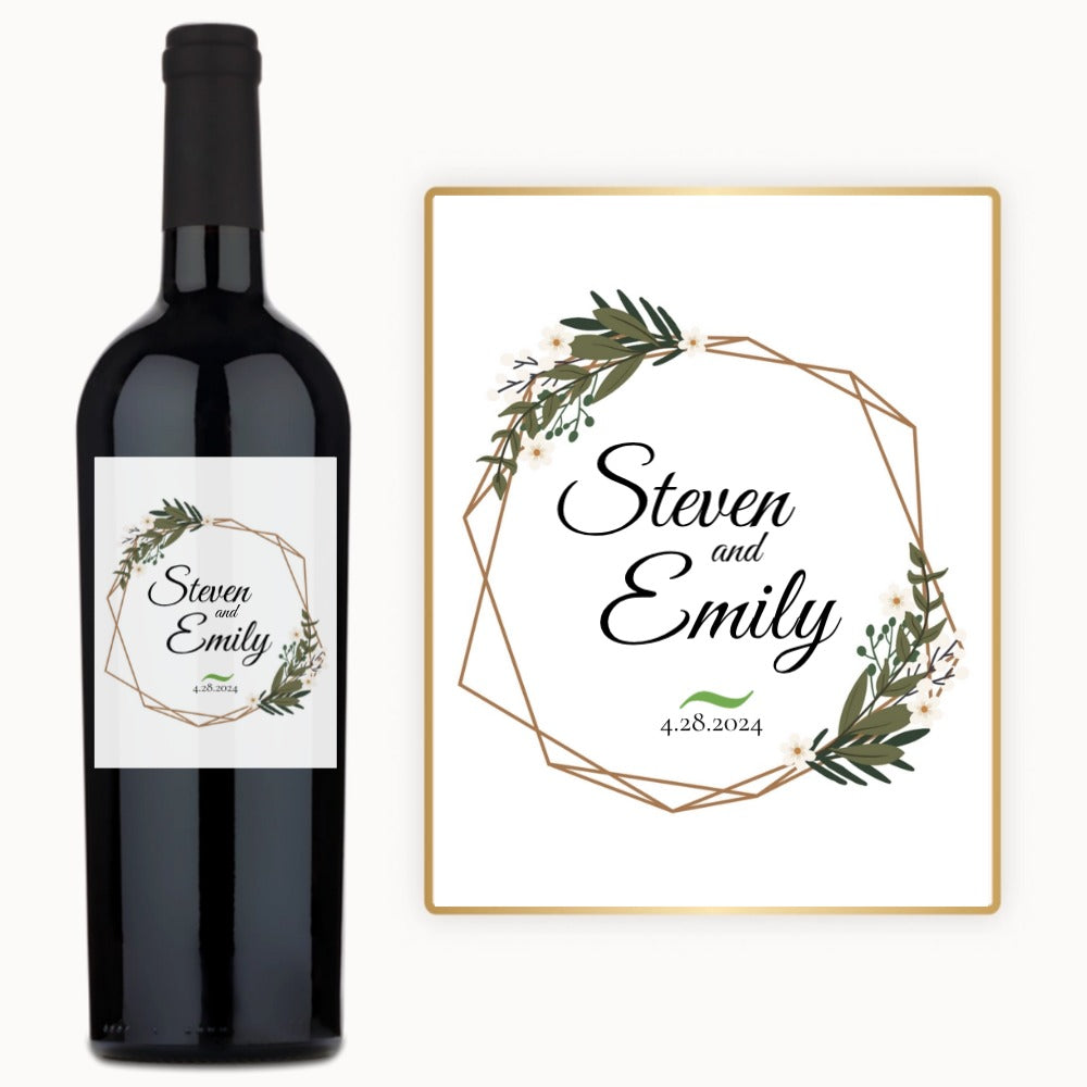 Floral Geometric Wedding – Custom Label Wine