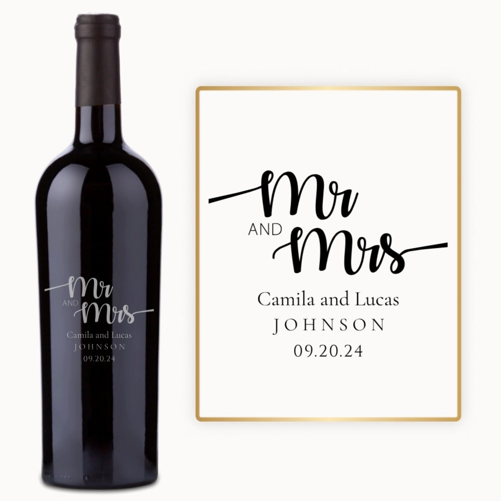 Mr & Mrs Script - Engraved Wedding Wine