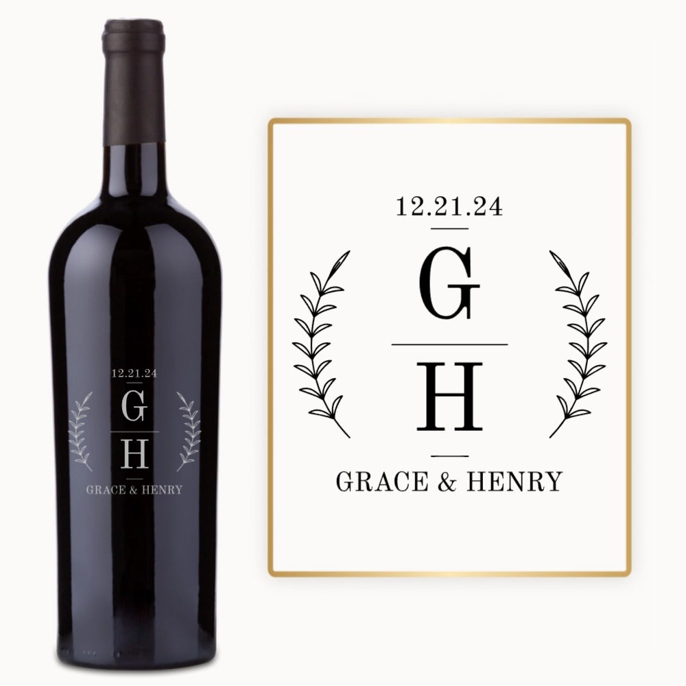 Laurel Monogram – Custom Engraved Wine
