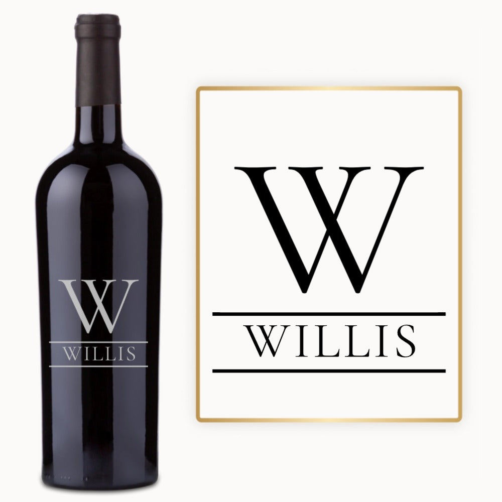 Split Initial Name – Engraved Wine