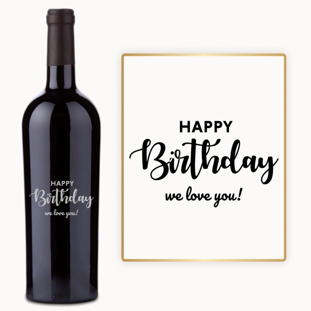 Happy Birthday Rectangle – Engraved Wine
