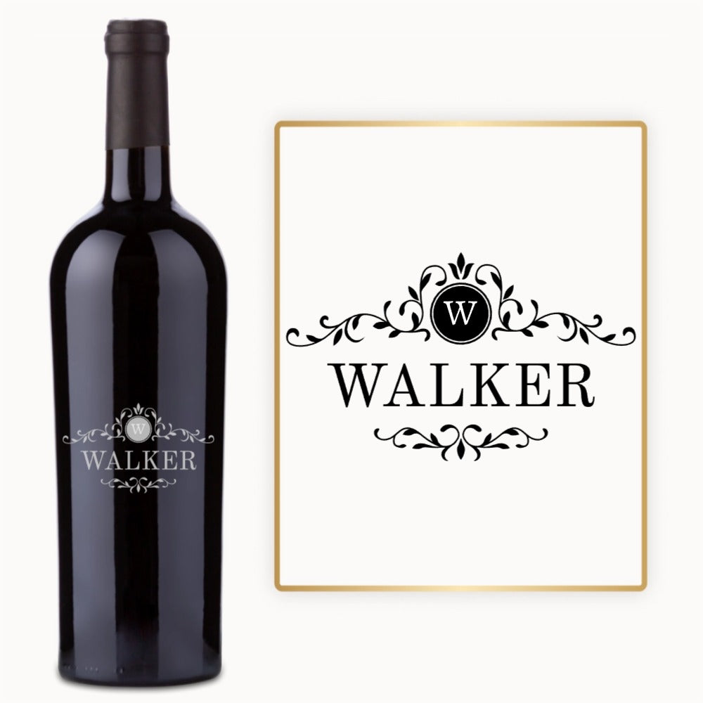 Botanical Initial Name – Custom Engraved Wine
