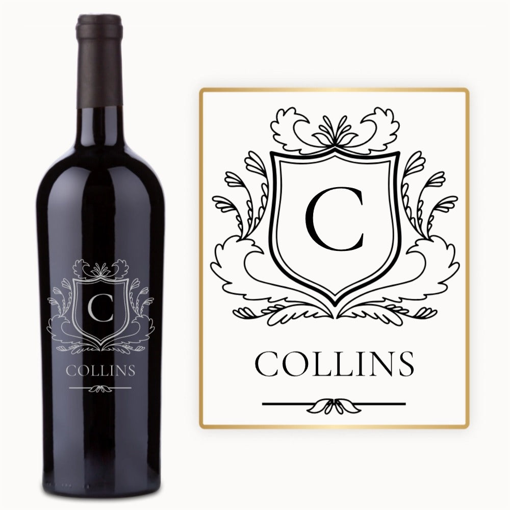 Heritage Shield Monogram – Custom Engraved Wine