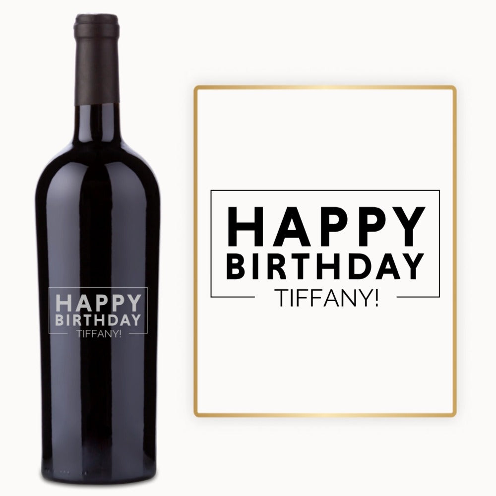 Happy Birthday Script – Custom Engraved Wine