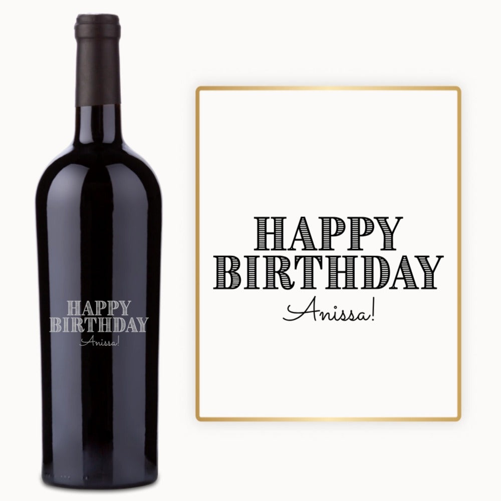 Pinstripe Birthday – Custom Engraved Wine