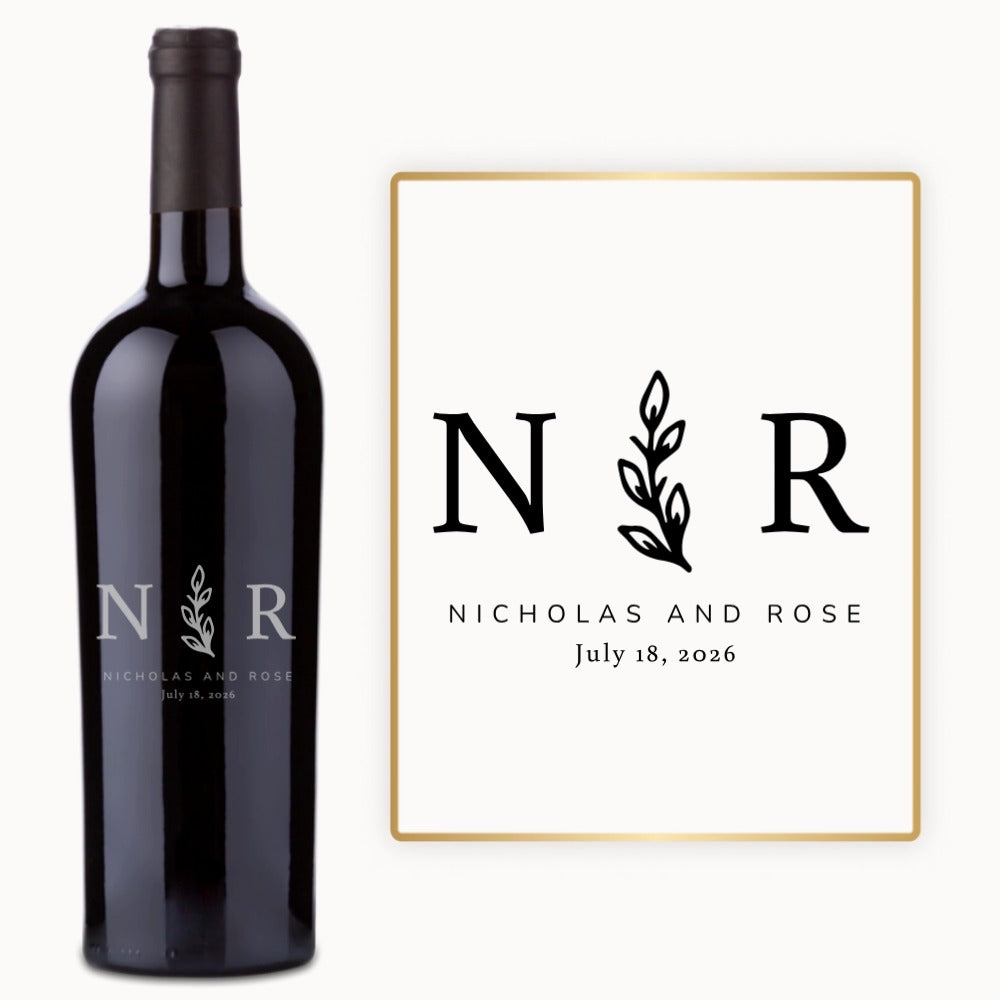 Olive Branch Initials – Custom Engraved Wine