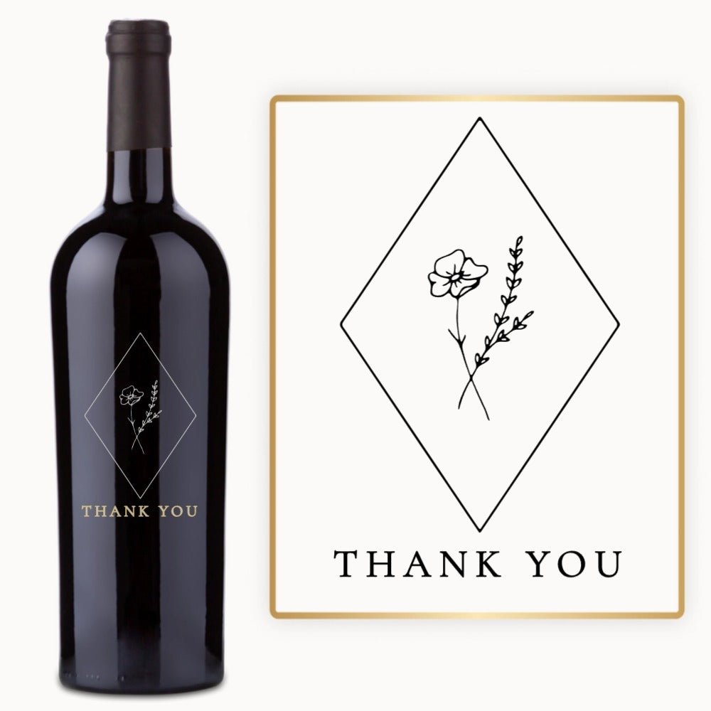 Botanical Diamond Thank You – Custom Engraved Wine