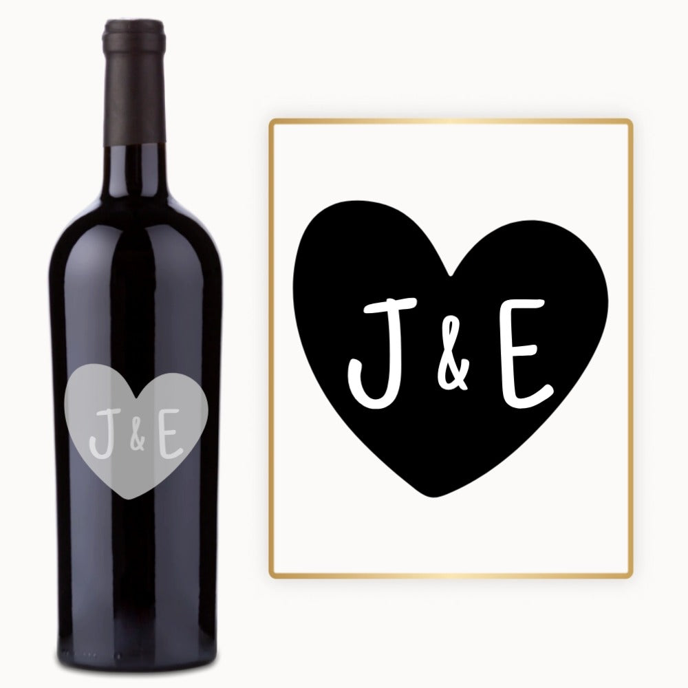 Heart Monogram – Engraved Anniversary Wine