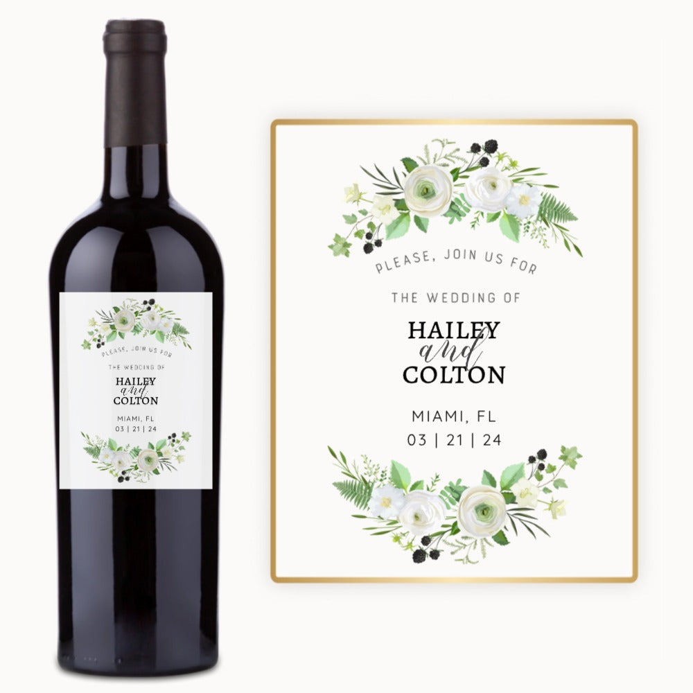 Floral Wedding Invite – Custom Label Wine
