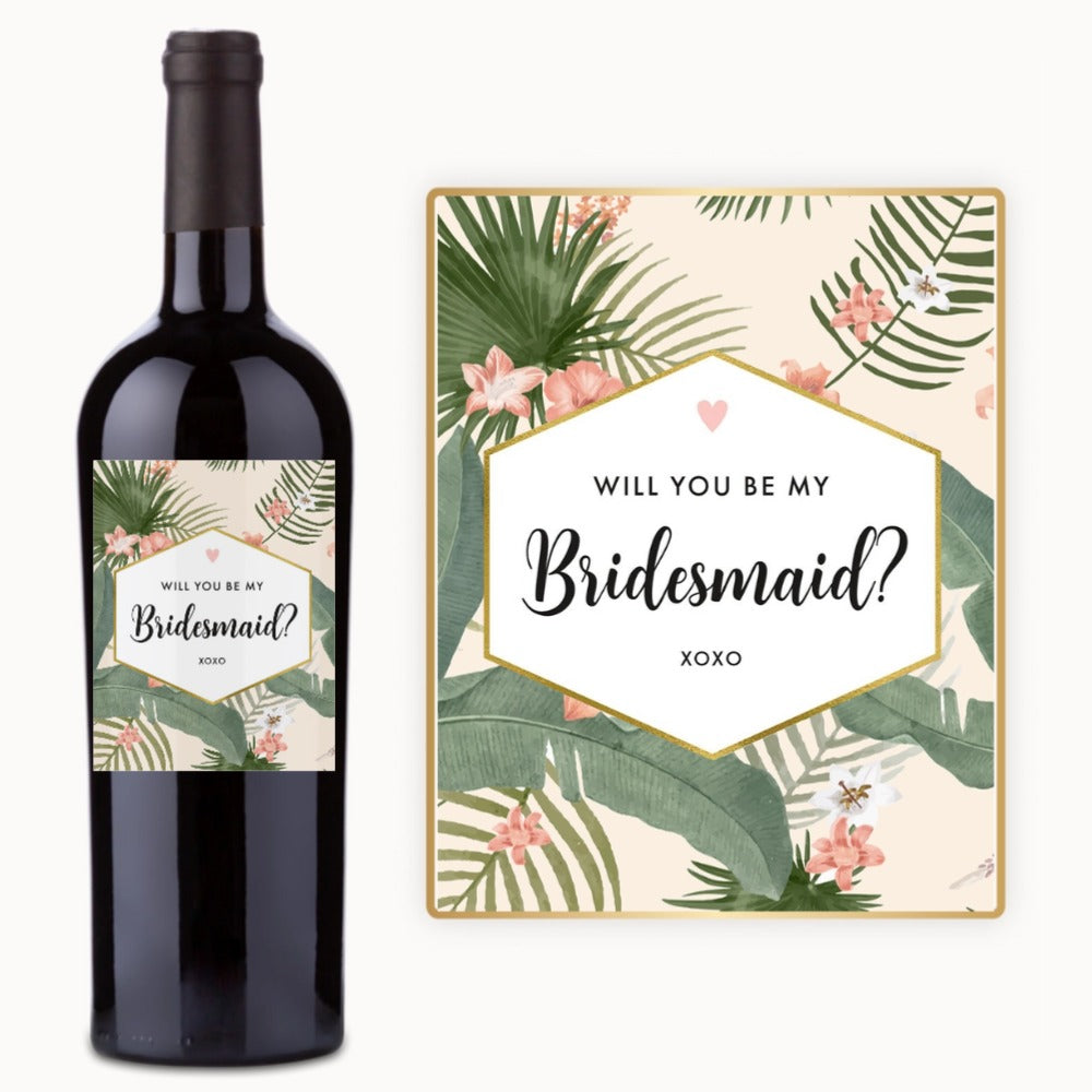 Tropical Bridesmaid Proposal – Custom Label Wine