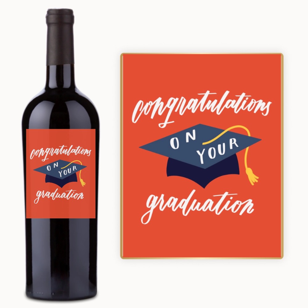 Congrats Grad Cap – Custom Label Wine