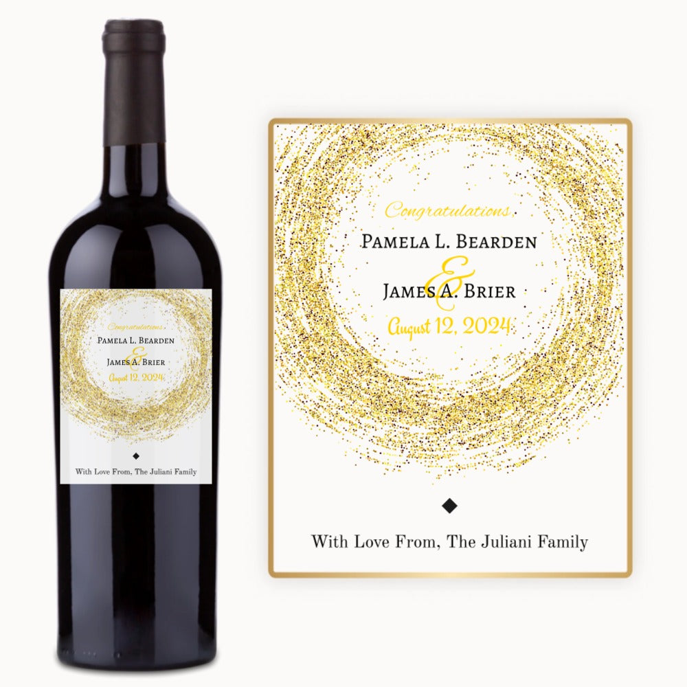 Gold Glitter Circle – Custom Label Wine