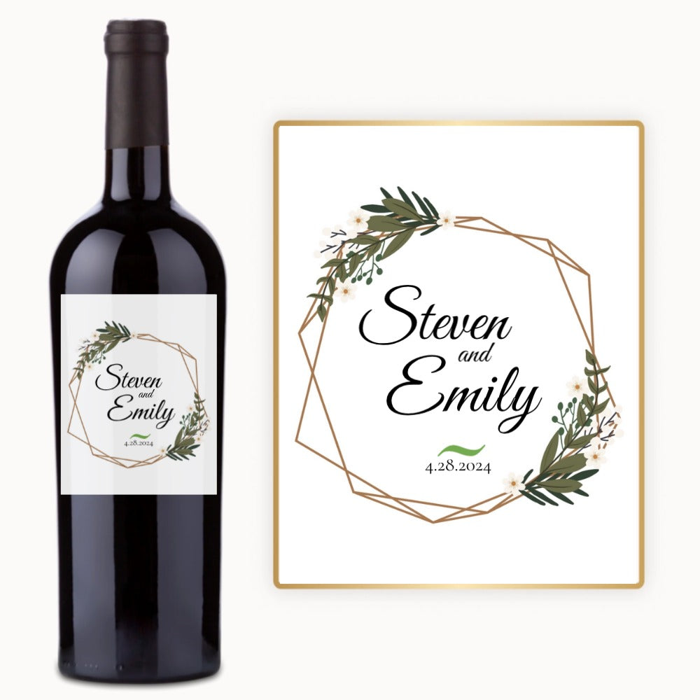 Floral Geometric Wedding – Custom Label Wine