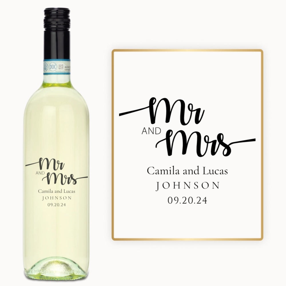 Mr & Mrs Script - Engraved Wedding Wine