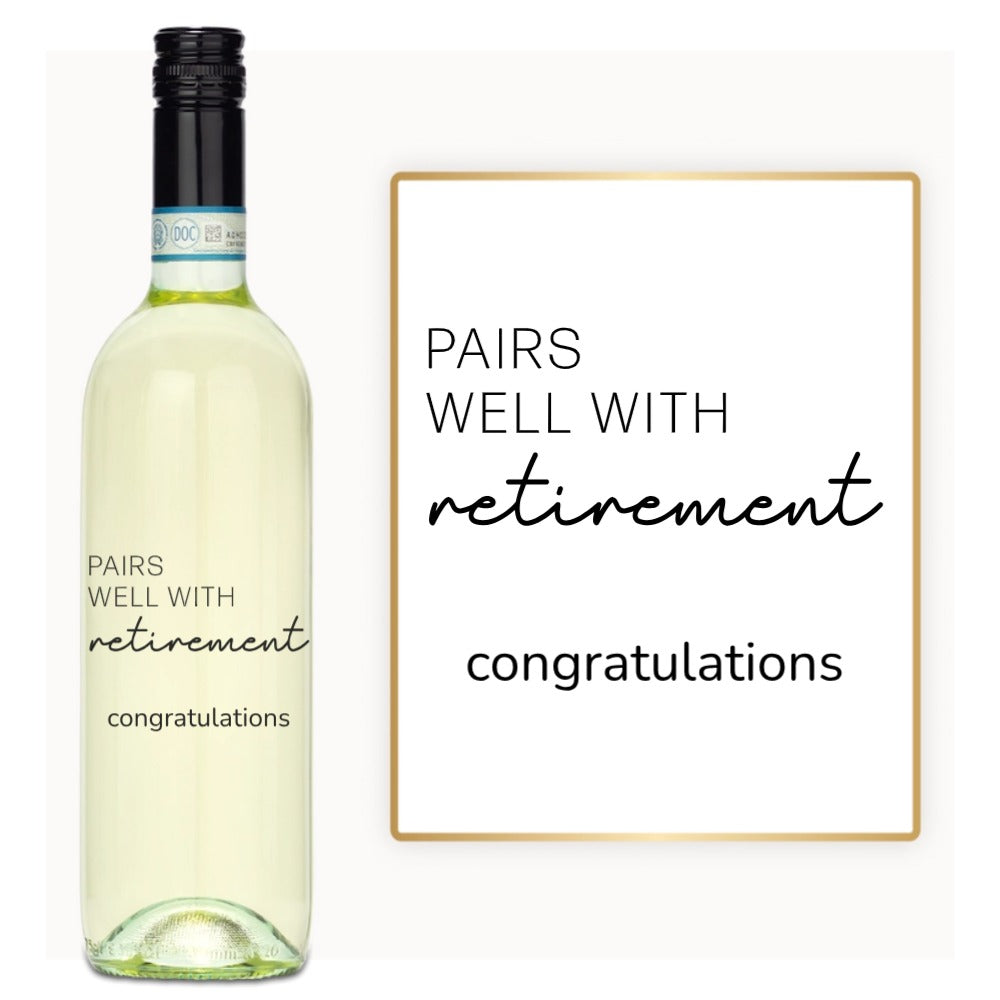 Pairs Well With Retirement – Custom Engraved Wine