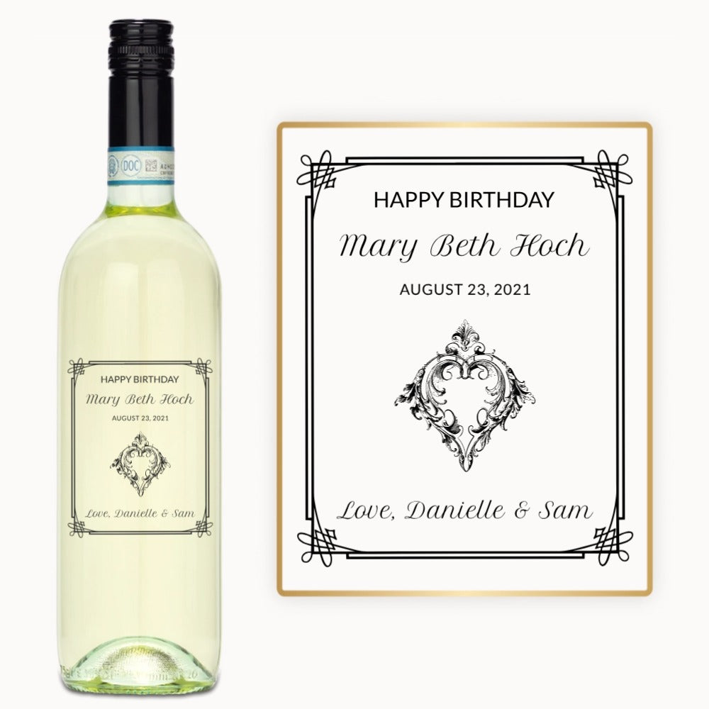 Elegant Heart Frame – Engraved Birthday Wine