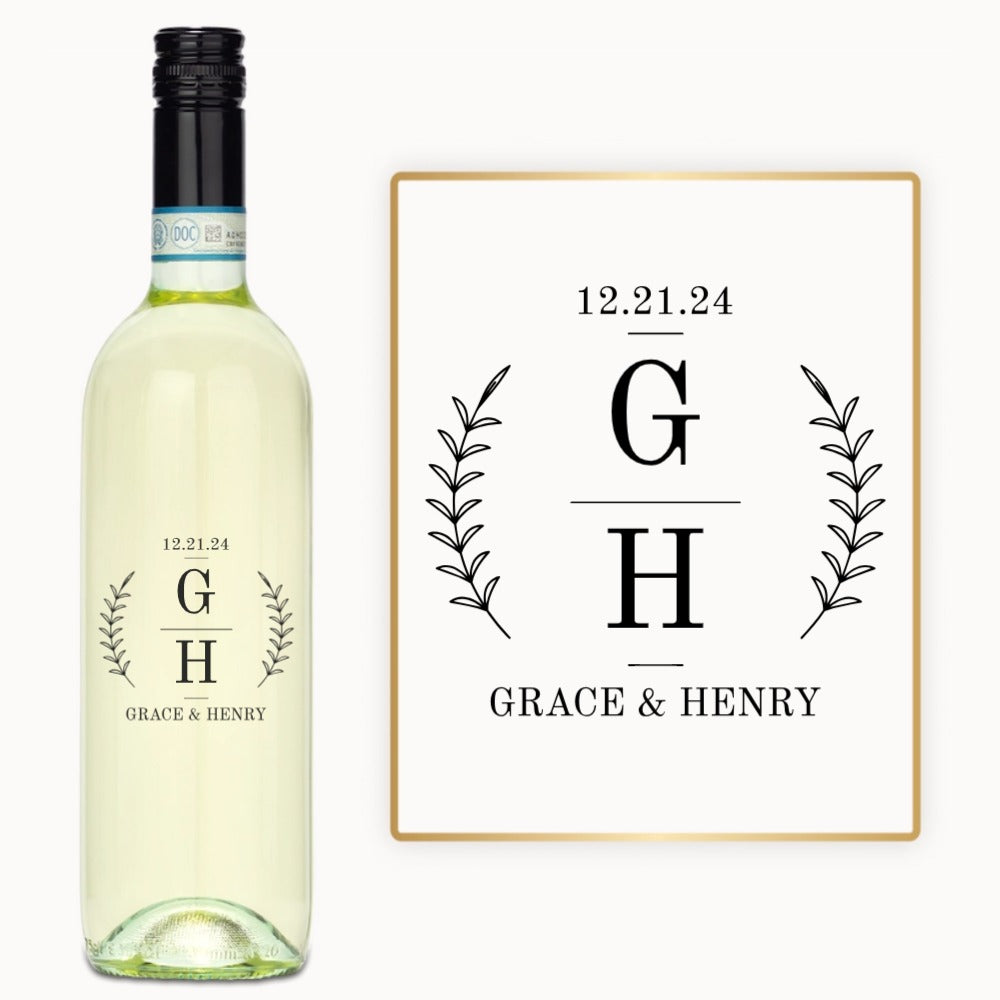 Laurel Monogram – Custom Engraved Wine