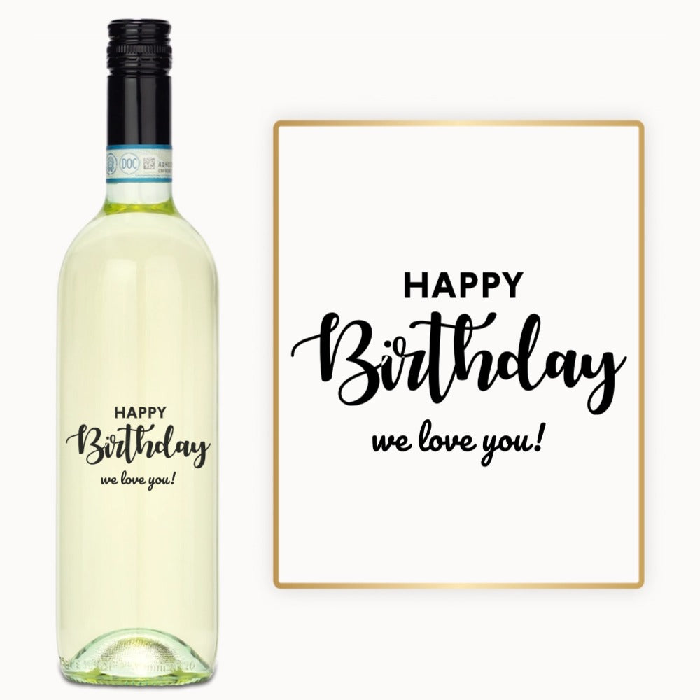 Happy Birthday Rectangle – Engraved Wine