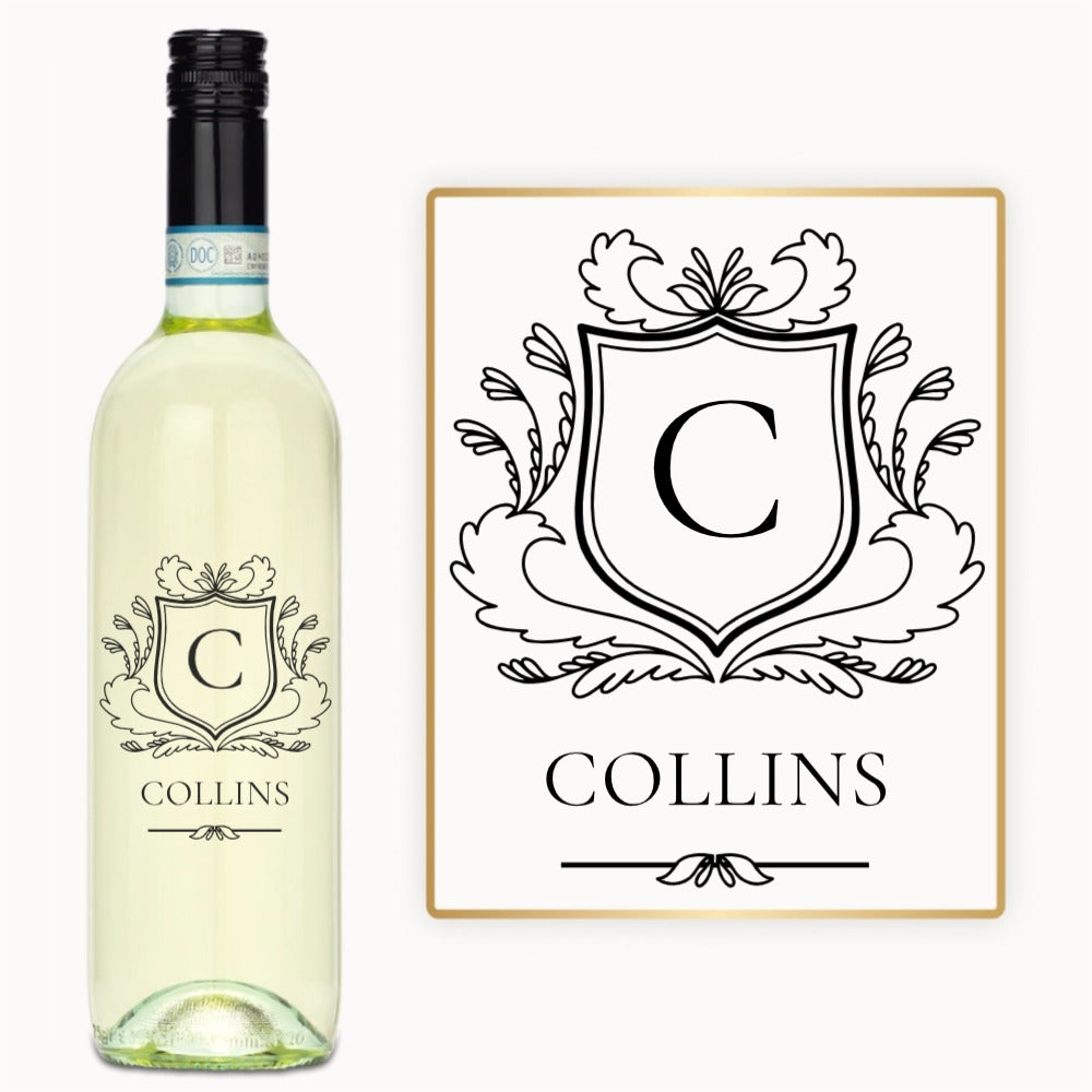 Heritage Shield Monogram – Custom Engraved Wine