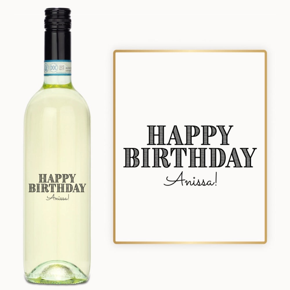 Pinstripe Birthday – Custom Engraved Wine