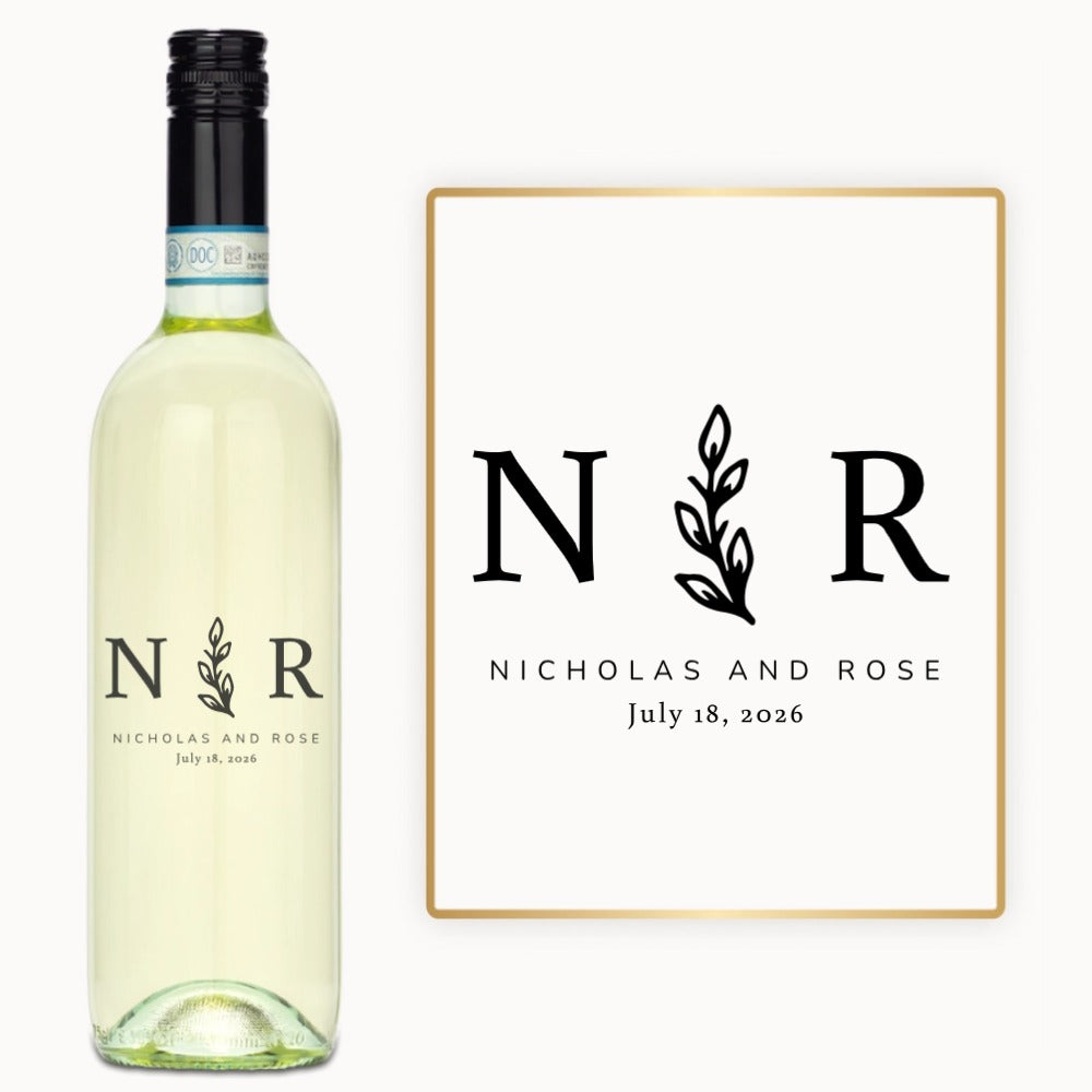 Olive Branch Initials – Custom Engraved Wine