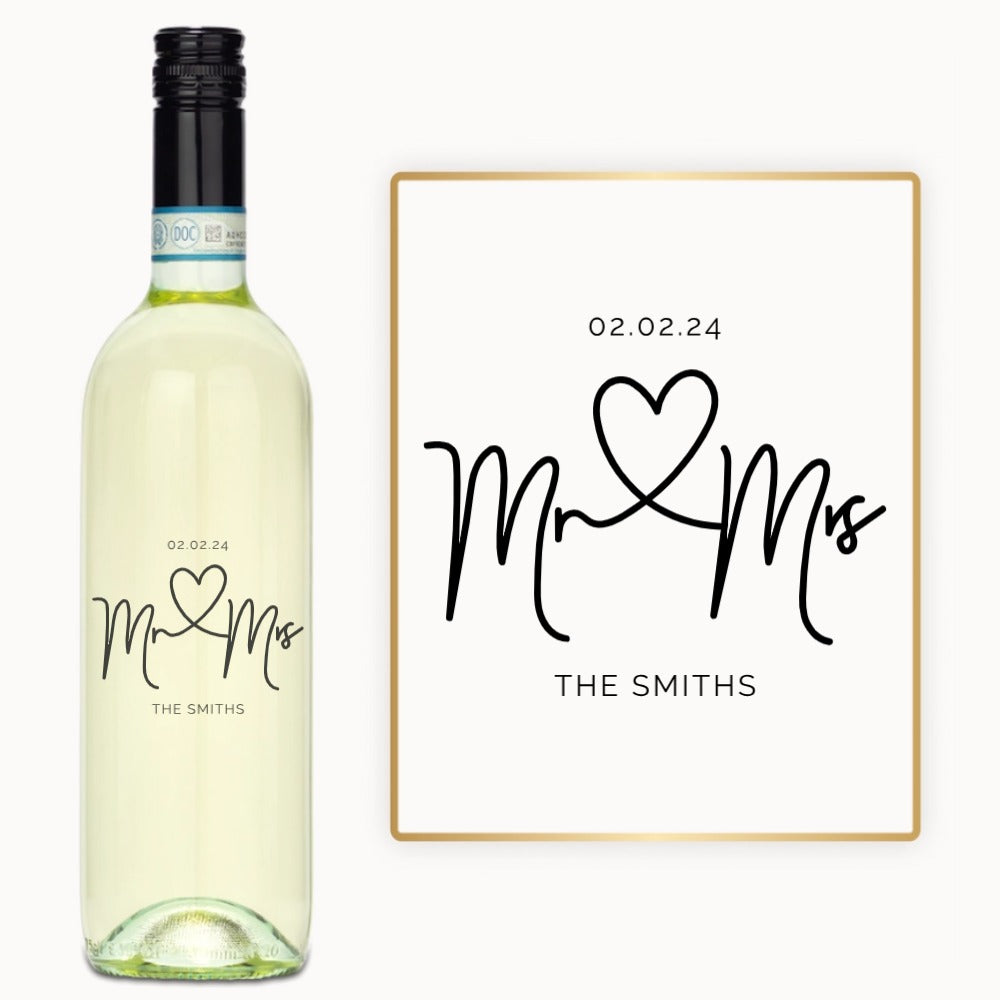 Mr. & Mrs. Heart – Engraved Wedding Wine
