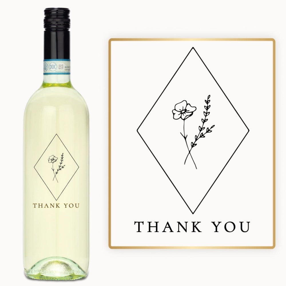 Botanical Diamond Thank You – Custom Engraved Wine