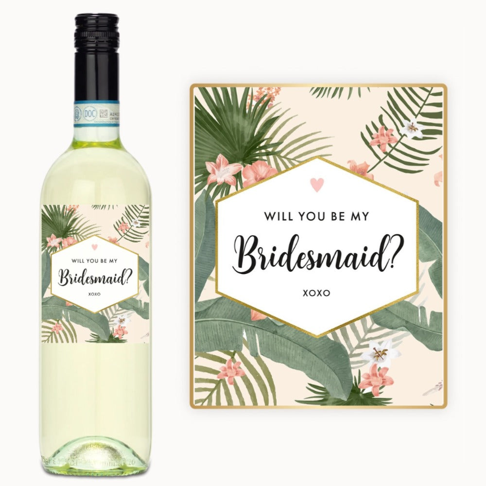 Tropical Bridesmaid Proposal – Custom Label Wine