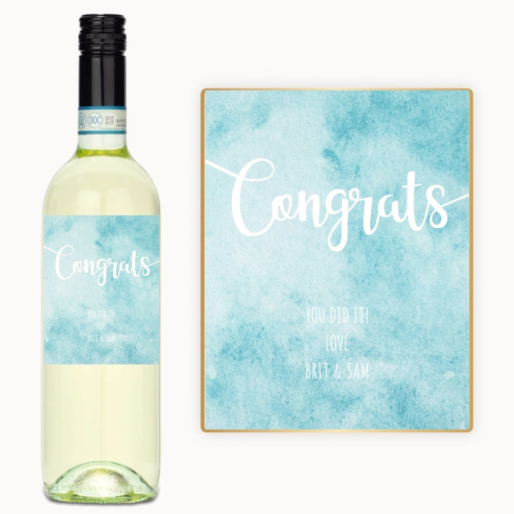 Congrats Watercolor – Custom Label Wine