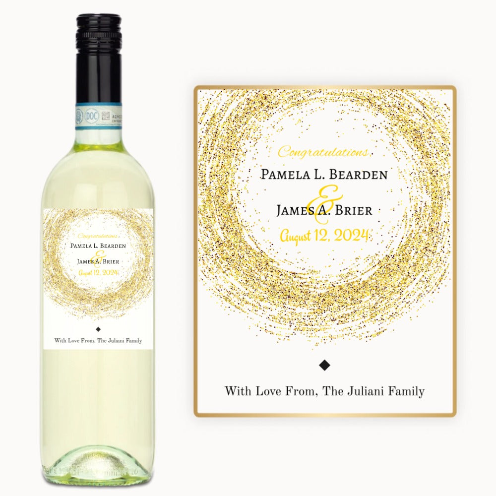 Gold Glitter Circle – Custom Label Wine