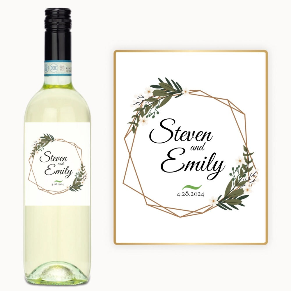Floral Geometric Wedding – Custom Label Wine