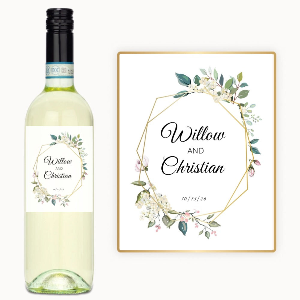 Floral Geometric Names – Custom Label Wine