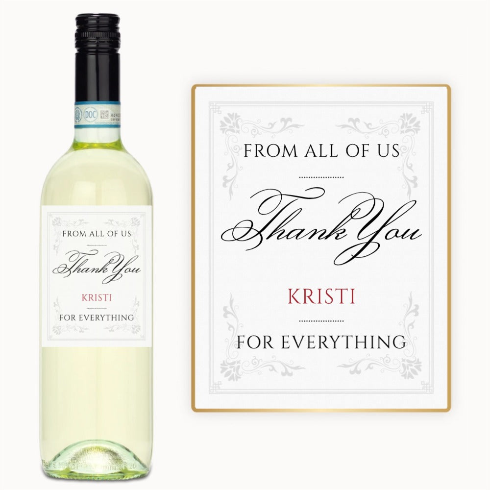 Elegant Script Thank You – Custom Label Wine