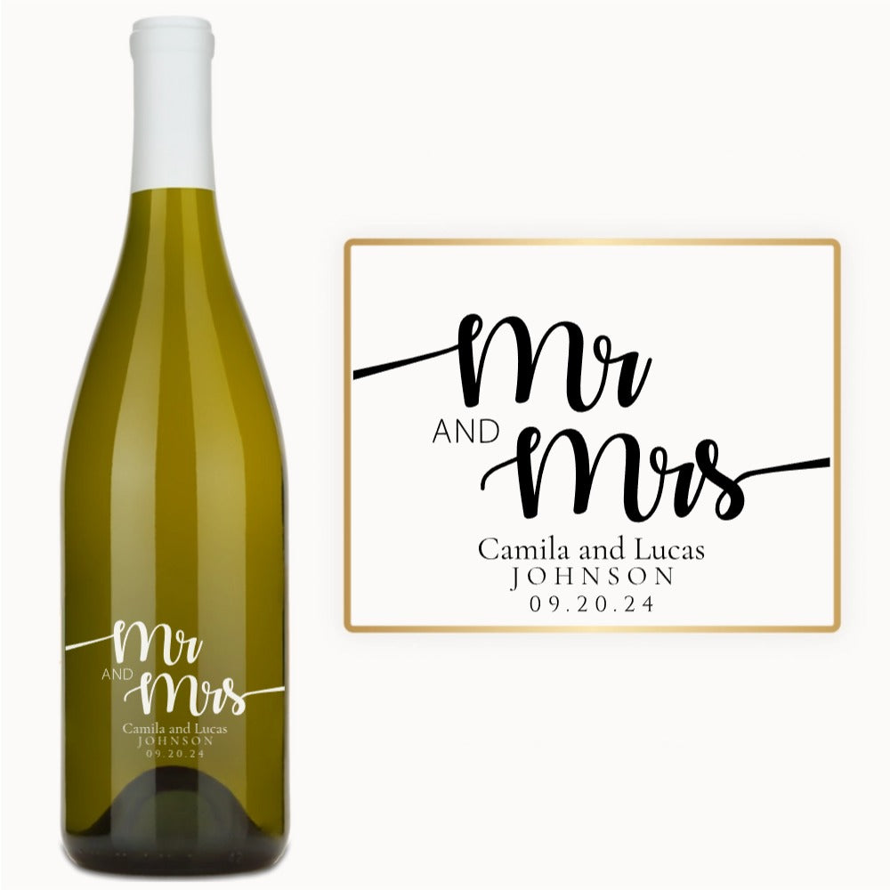 Mr & Mrs Script - Engraved Wedding Wine