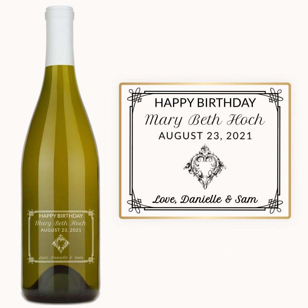 Elegant Heart Frame – Engraved Birthday Wine