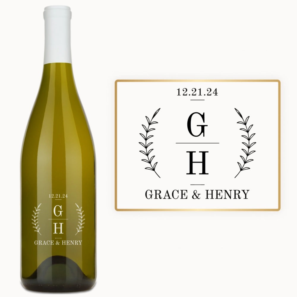 Laurel Monogram – Custom Engraved Wine