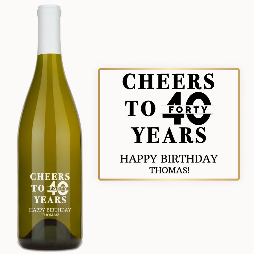 Cheers to 40 Years – Custom Engraved Wine