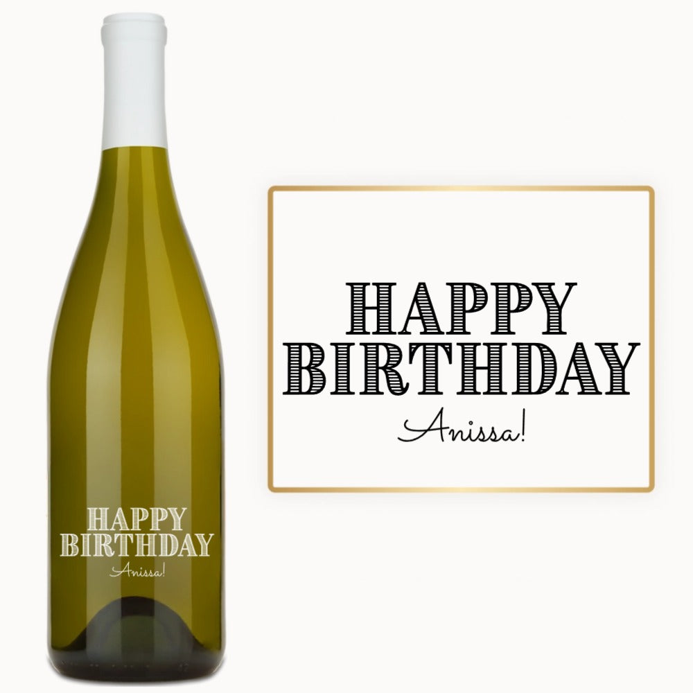 Pinstripe Birthday – Custom Engraved Wine