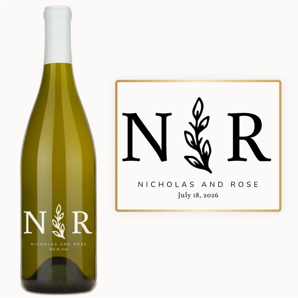 Olive Branch Initials – Custom Engraved Wine