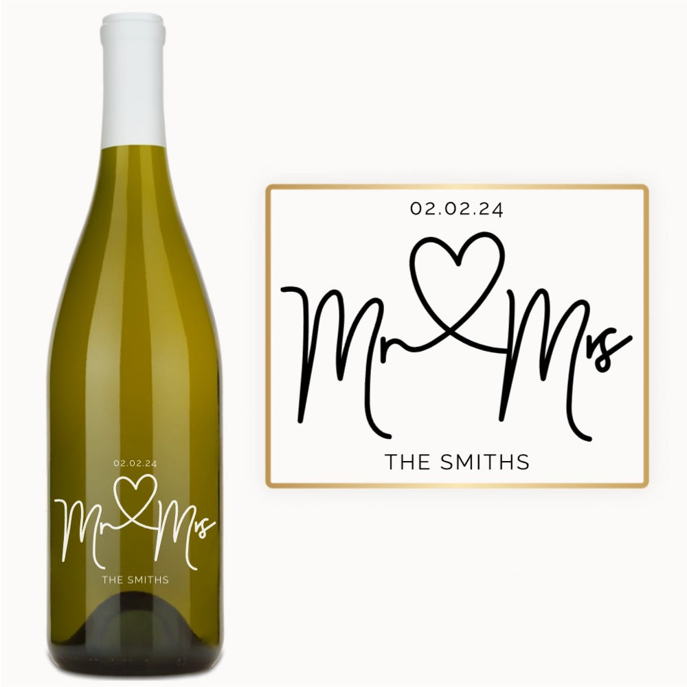 Mr. & Mrs. Heart – Engraved Wedding Wine