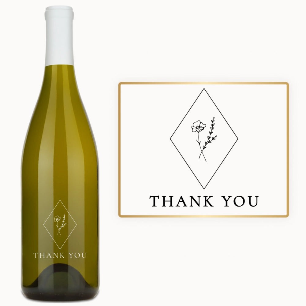Botanical Diamond Thank You – Custom Engraved Wine