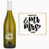 Custom engraved wine bottle labeled Mr & Mrs next to a wedding sign showing the date August 12, 2024.