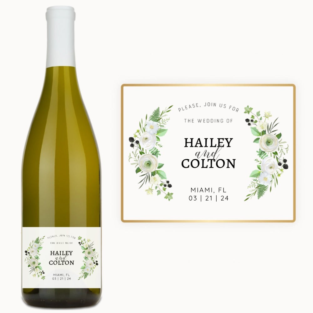 Floral Wedding Invite – Custom Label Wine
