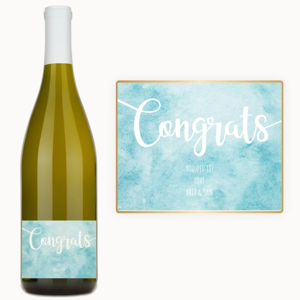 Congrats Watercolor – Custom Label Wine