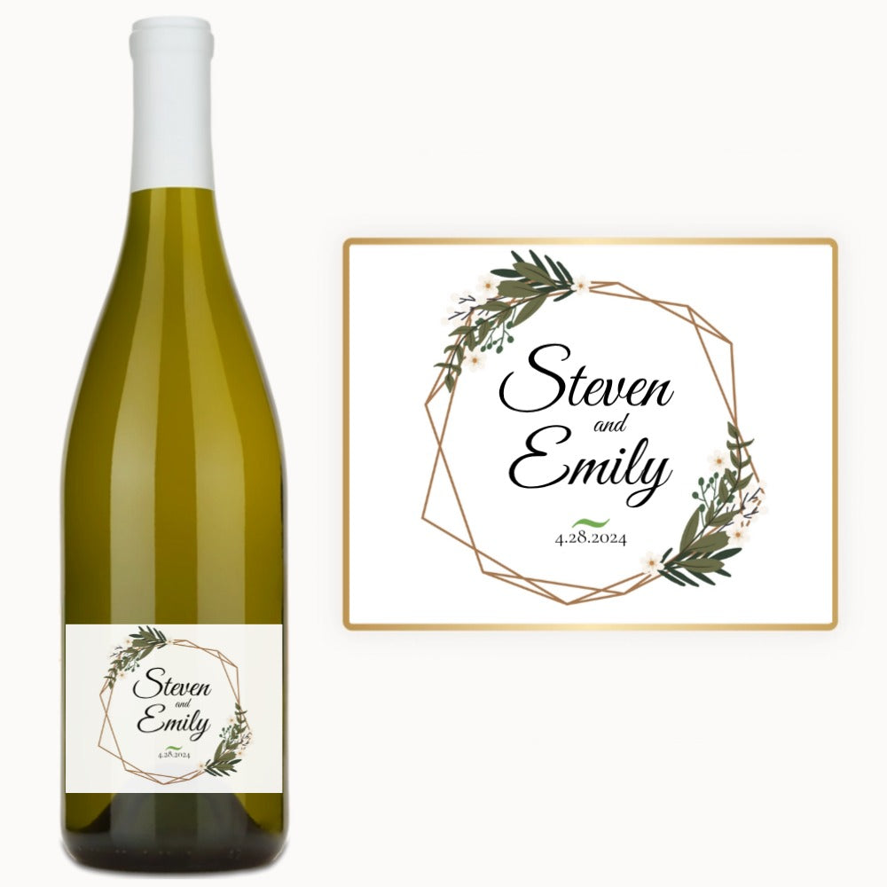 Floral Geometric Wedding – Custom Label Wine