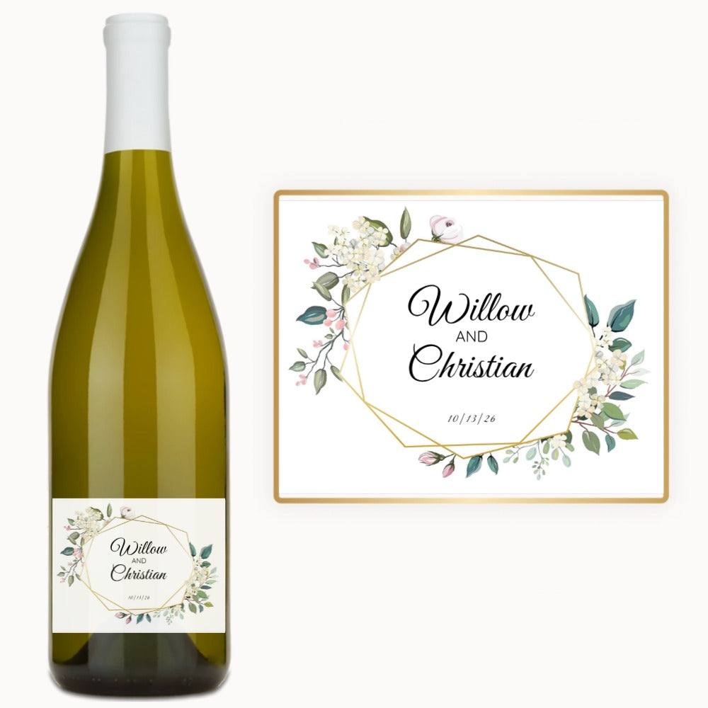 Floral Geometric Names – Custom Label Wine
