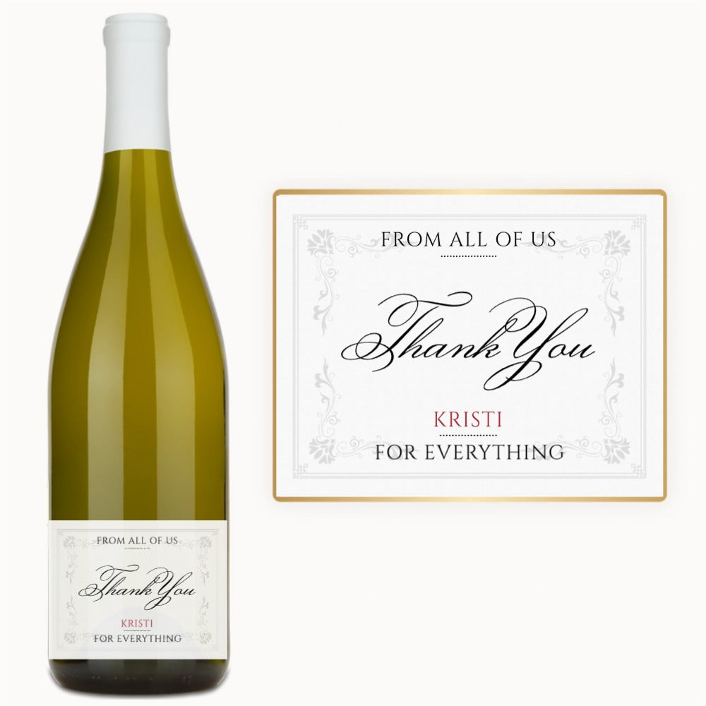 Elegant Script Thank You – Custom Label Wine