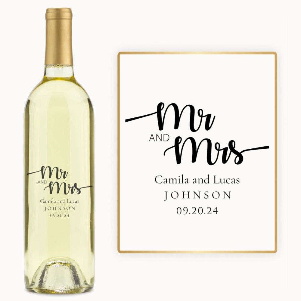 Mr & Mrs Script - Engraved Wedding Wine