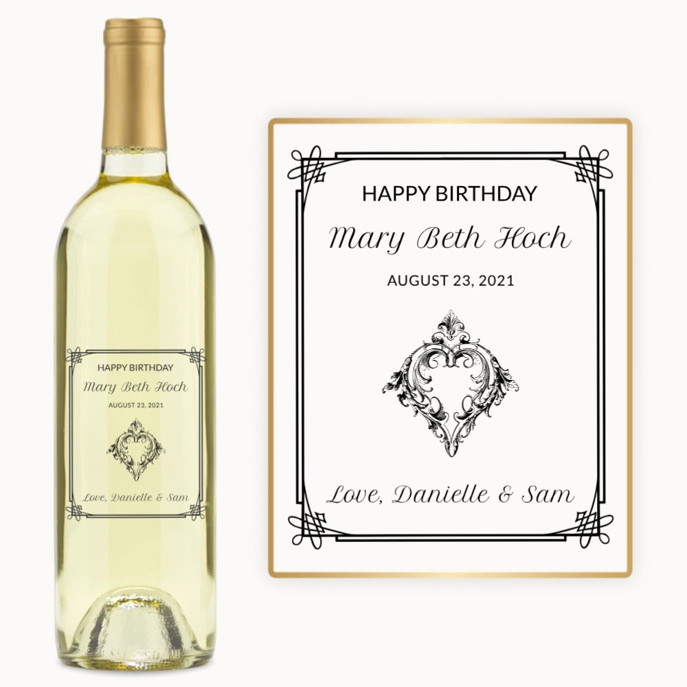 Elegant Heart Frame – Engraved Birthday Wine