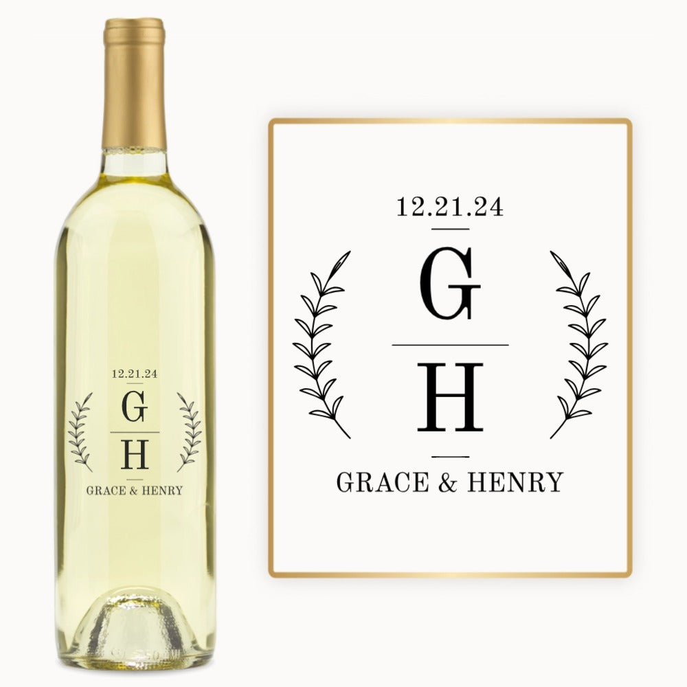 Laurel Monogram – Custom Engraved Wine